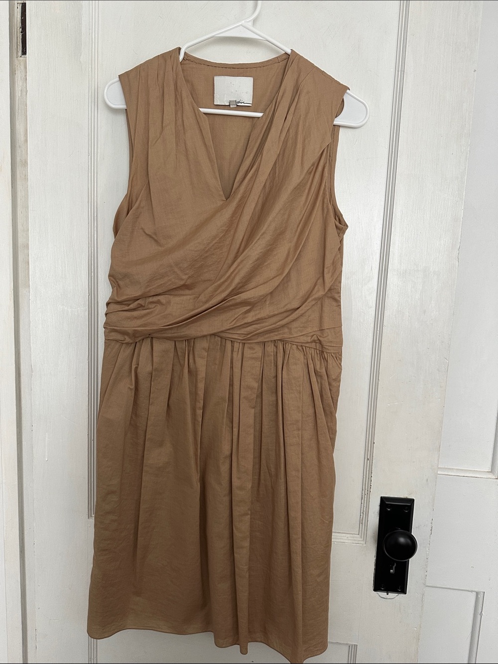3.1 Phillip Lim Sleeveless Tan Wrap-Style Midi Dress